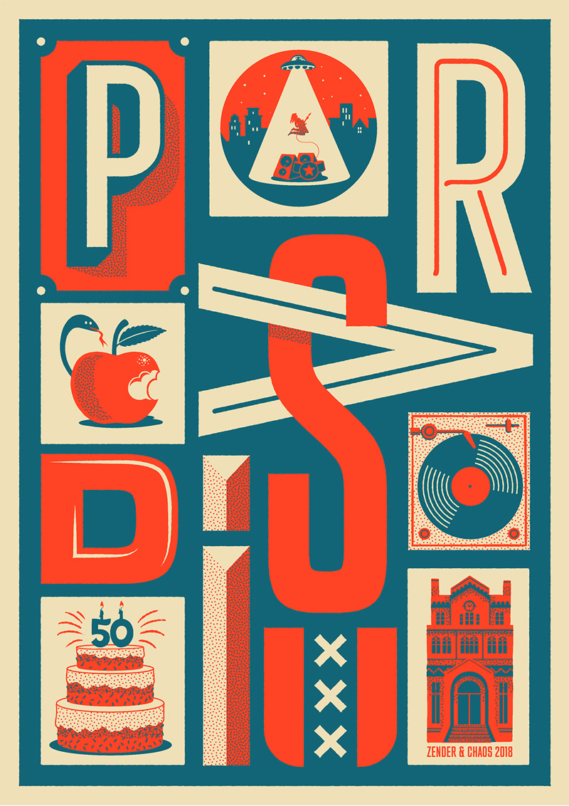 Zender & Chaos voor 50 jaar Paradiso - 50 posters
